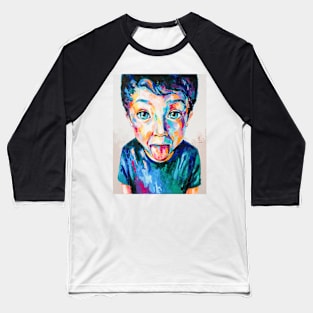 Picture of a boy sticks out his tongue. Baseball T-Shirt